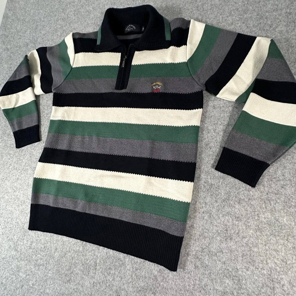 Paul‎ & Shark Yachting Quarter Zip Sweater Mens Medium Multicolor Striped Wool